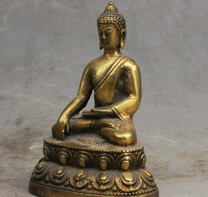 SCY Старый тибетский буддизм бронзовый Lotus Sakyamuni Шакьямуни Амитабха Будда статуя
