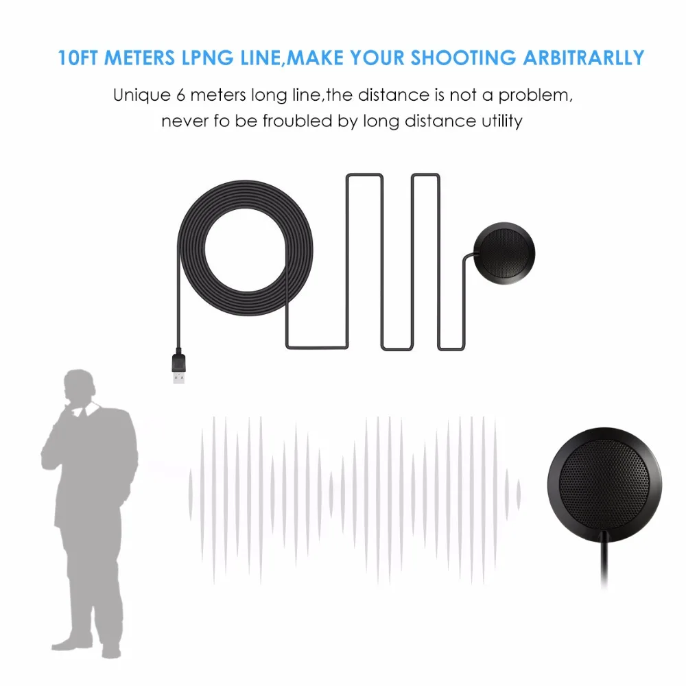 

SOONHUA Conference Studio Microphone Top Omnidirectional USB Mic Plug and Play 1.7m Long Cable For Speaking Recording Hot