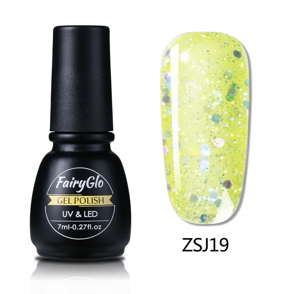ZSJ19 FairyGlo 7 мл Алмазный УФ-гель для ногтей длинный последний Гибридный Гель-лак краска Лаки лак для ногтей замочить от полупостоянного - Цвет: ZSJ19