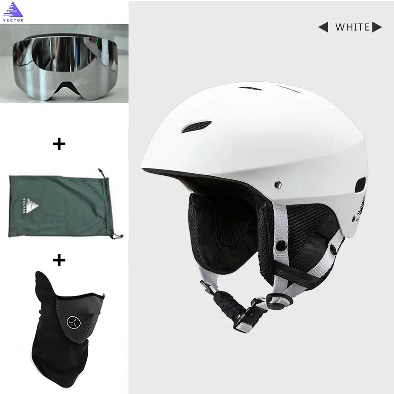 White 2 Set Для мужчин Для женщин Регулируемый защитный для катания на лыжах под открытым небом шлем для катания на коньках зимних видов спорта Для женщин Сверхлегкий Катание на коньках для катания на сноуборде Лыжный Спорт велосипед велосипедный шлем Casco Ciclismo - Цвет: White 2 Set