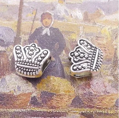 

100pcs charm imperial crown big hole beads 11*11mm 1.7g Antique silver Accessories Handmade bracelet necklace Jewelry Making DIY