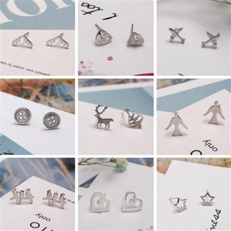 Простые различные серьги с покрытием из стерлингового серебра 925 пробы милые
