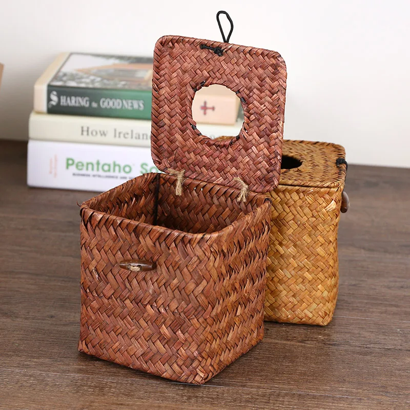 1 шт. коробка для салфеток автомобиля ручной работы из плетеной соломы старинный