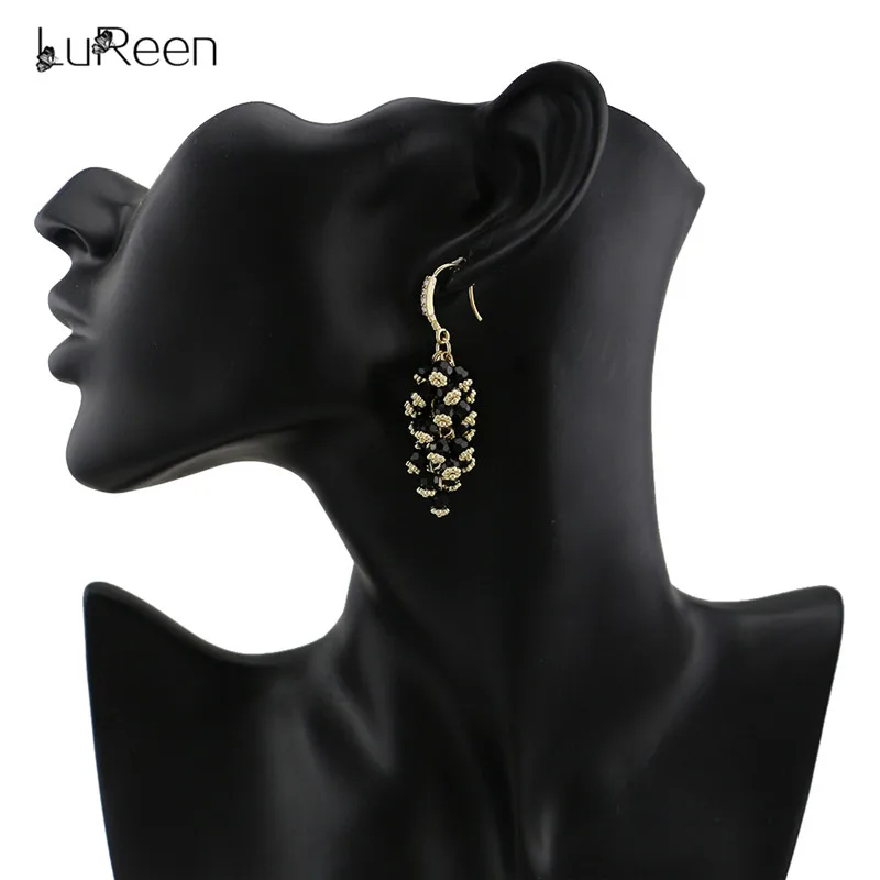 LuReen, Boho, ручная работа, хрустальные бусины, серьги для женщин, цветные, длинные, с кисточками, висячие серьги, ювелирное изделие, рождественский подарок, LE0207