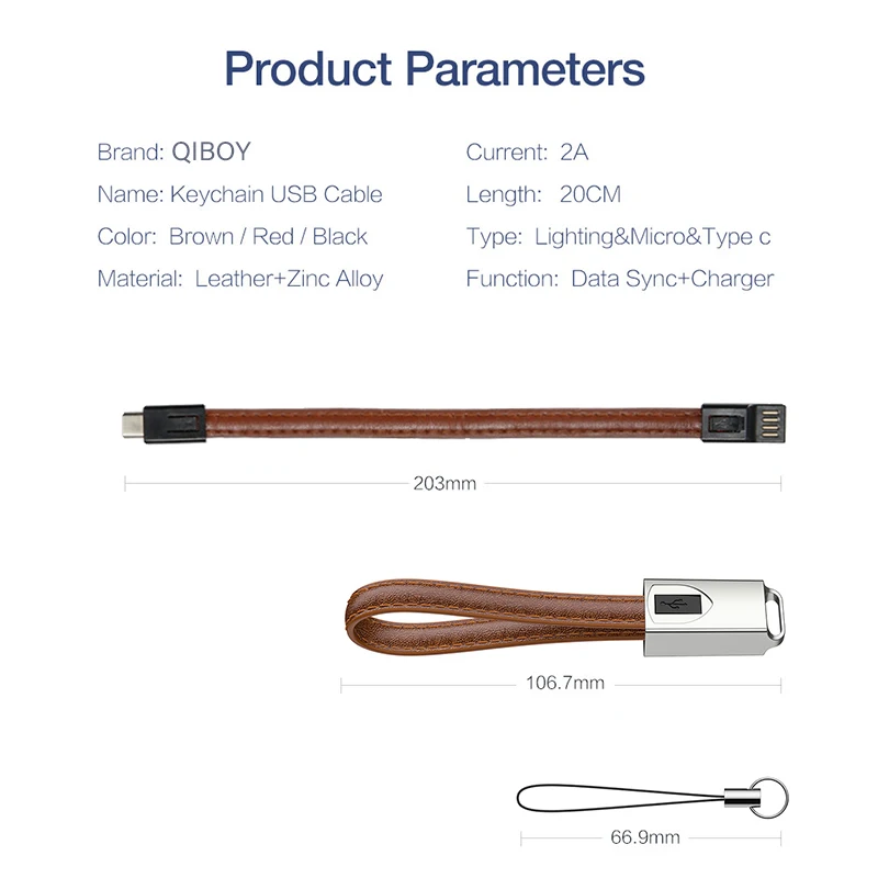 Кожаный брелок USB C кабель Мобильный телефон портативный 20 см мини-кабель передачи данных брелок провод для быстрой зарядки для iphone 7 huawei samsung