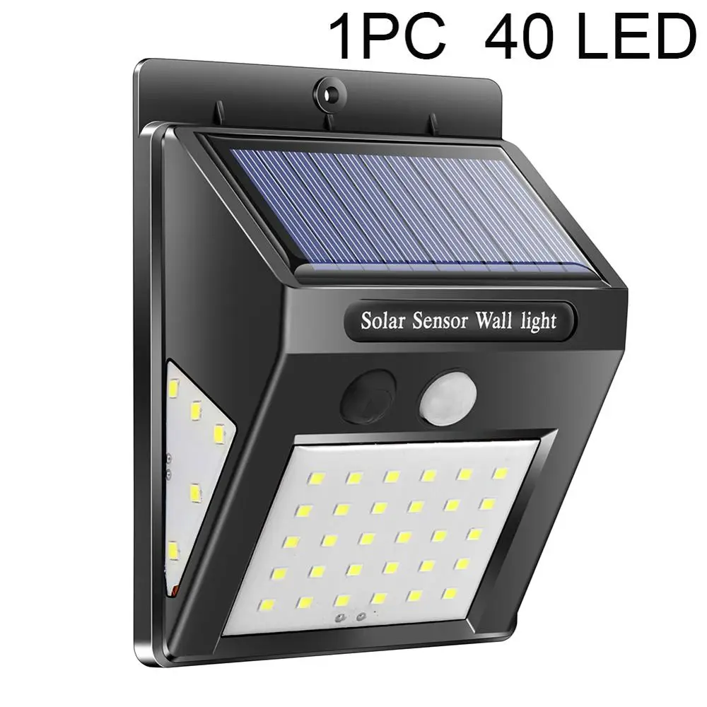 1PC 40LED 1/2/4 шт. 30/40 светодиодный солнечный Мощность лампа движения PIR Сенсор Активированный солнечный светильник Водонепроницаемый открытый сад безопасности настенный светильник - Испускаемый цвет: 1PC 40LED