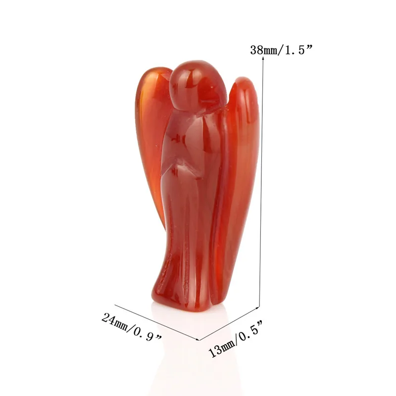 Carnelian YWG 1,5 дюймов натуральный резной драгоценный камень мира Карманный ангел-хранитель фигурки Исцеление чакры в рейки Хрустальная каменная статуя Бесплатный мешочек - Цвет: Carnelian