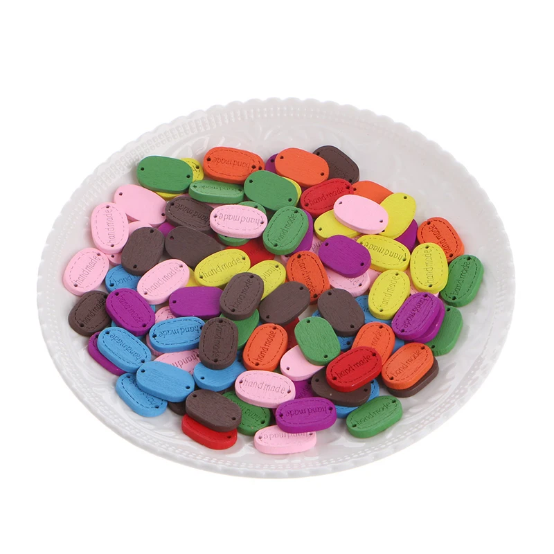 100 шт./упак. 2 отверстия деревянные пуговицы ручной работы логотип шитье