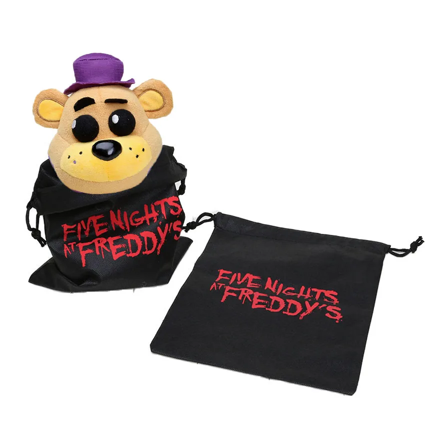 purple hat bear in b 25 см Фредди фазмедведь Бонни Фокси эннард плюшевая игрушка с подарочным мешком кошмар пять ночей у Фредди чучела животных куклы игрушки FNAF - Цвет: purple hat bear in b
