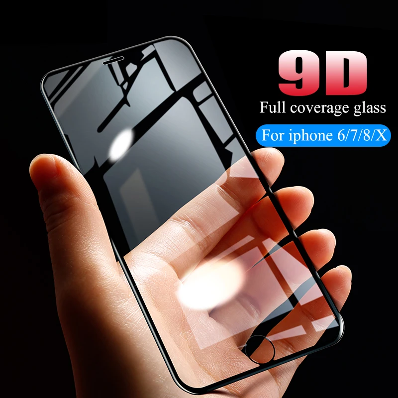 Закаленное стекло 9D для iphone XR XS MAX X 10 7 8 6 6s Plus защитная пленка с закругленными