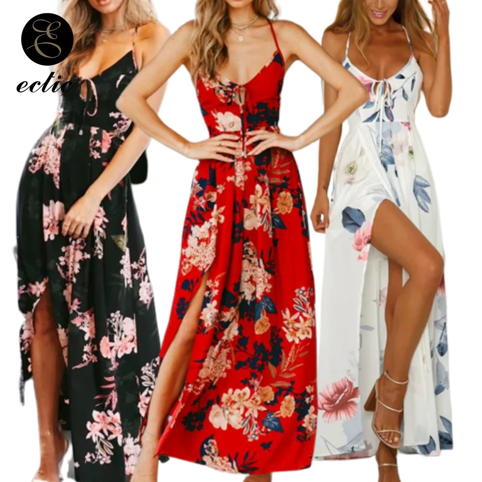 Женское платье с открытой спиной и V-образным вырезом длинное макси в стиле бохо