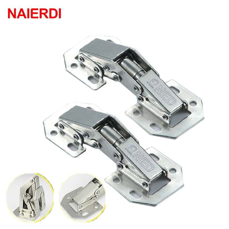 

NAIERDI-A99 90 Degree 3 Inch No-Drilling Hole Cabinet Hinge Spring Hinge Full Overlay Cupboard Door Hinges Furniture Hardware