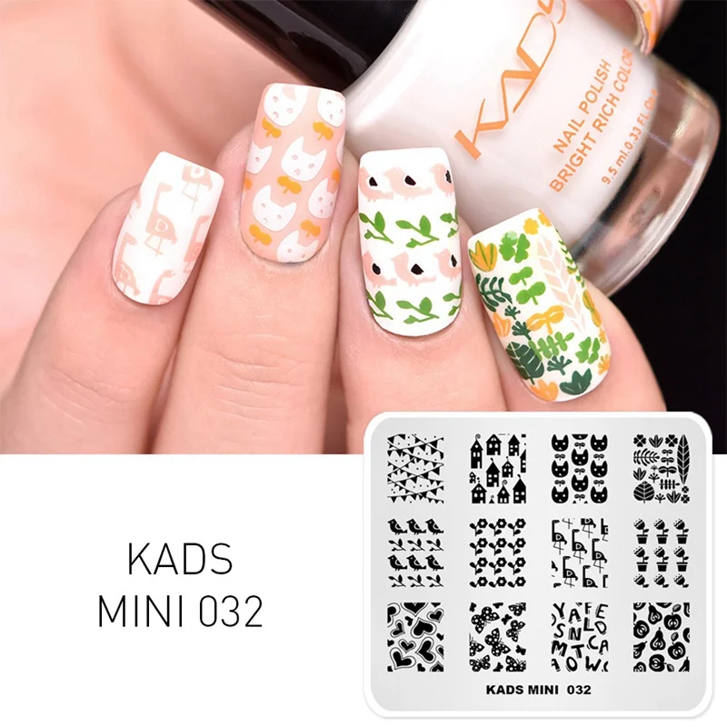 Mini 032 Шаблоны тиснения ногтей для маникюра штамповочные пластины Летняя мода серия природы 49 дизайнов трафарет для штамповки для дизайна ногтей штамп - Цвет: Mini 032