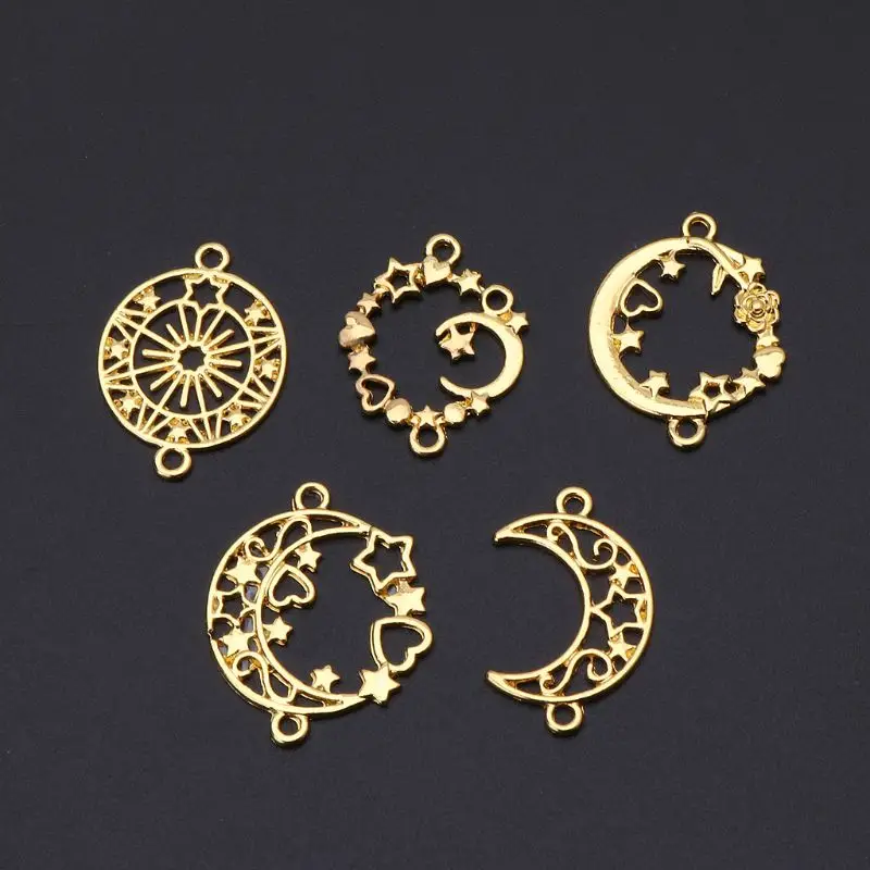 5Pcs Moon Star Metal Frame Connector Bezel Blank Setting UV Resin Jewelry Making Accessories | Украшения и аксессуары