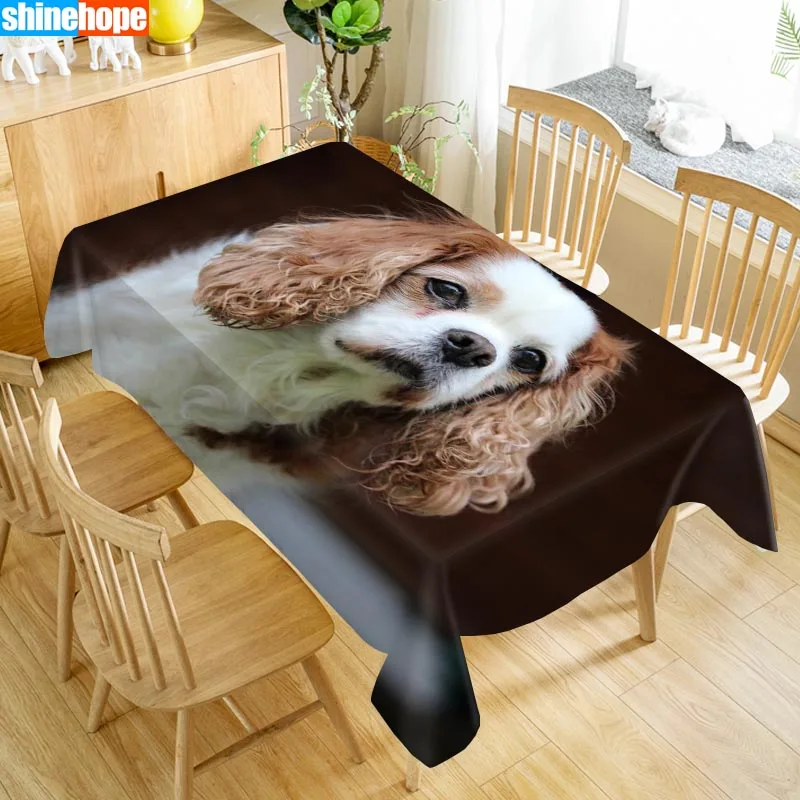 Custom Cocker Spaniel Table Cloth Oxford Print Rectangular Waterproof Oilproof Animals Cover Wedding Tablecloth | Дом и сад