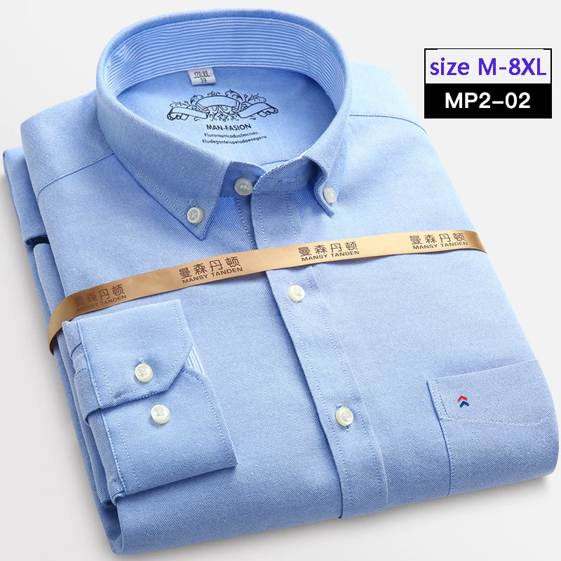 

Рубашка мужская из ткани «Оксфорд» с длинными рукавами, хлопок, модная формальная, большие размеры S M L XL 2XL 3XL4XL 5XL6XL7XL8XL