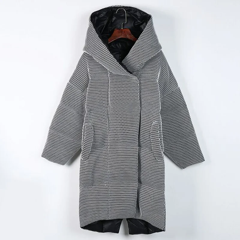 Новинка 2018 Модный Зимний пуховик на белом утином пуху женское длинное пальто