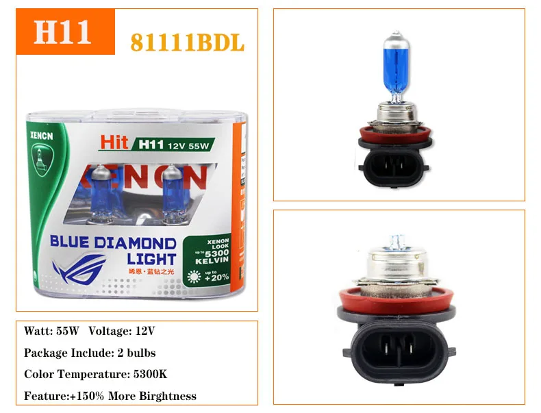 XENCN 12V холодный белый автомобильные галогенные лампы H1 H3 H4 H7 H8 H9 H10 H11 H13 H15 H16 HB1 HB3 HB4 HB5 880 881 9012 9005 9006 H8B H9B