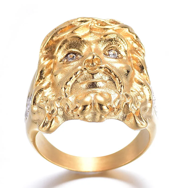 Manerson Высокое качество Золотой цвет ожерелье Голова палец кольцо для мужчин 8-13