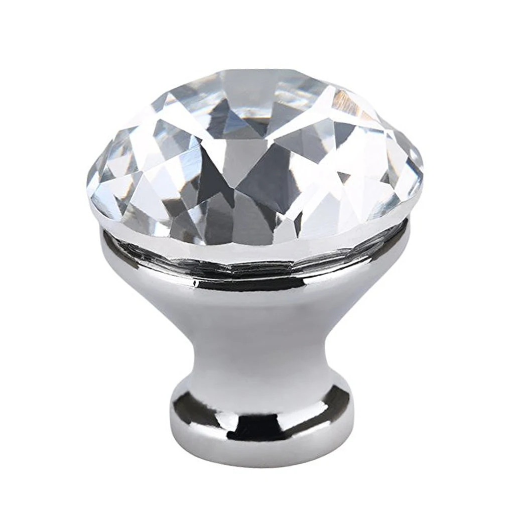 8X25 мм Серебряная прозрачная дверная ручка из хрустального стекла шкафа