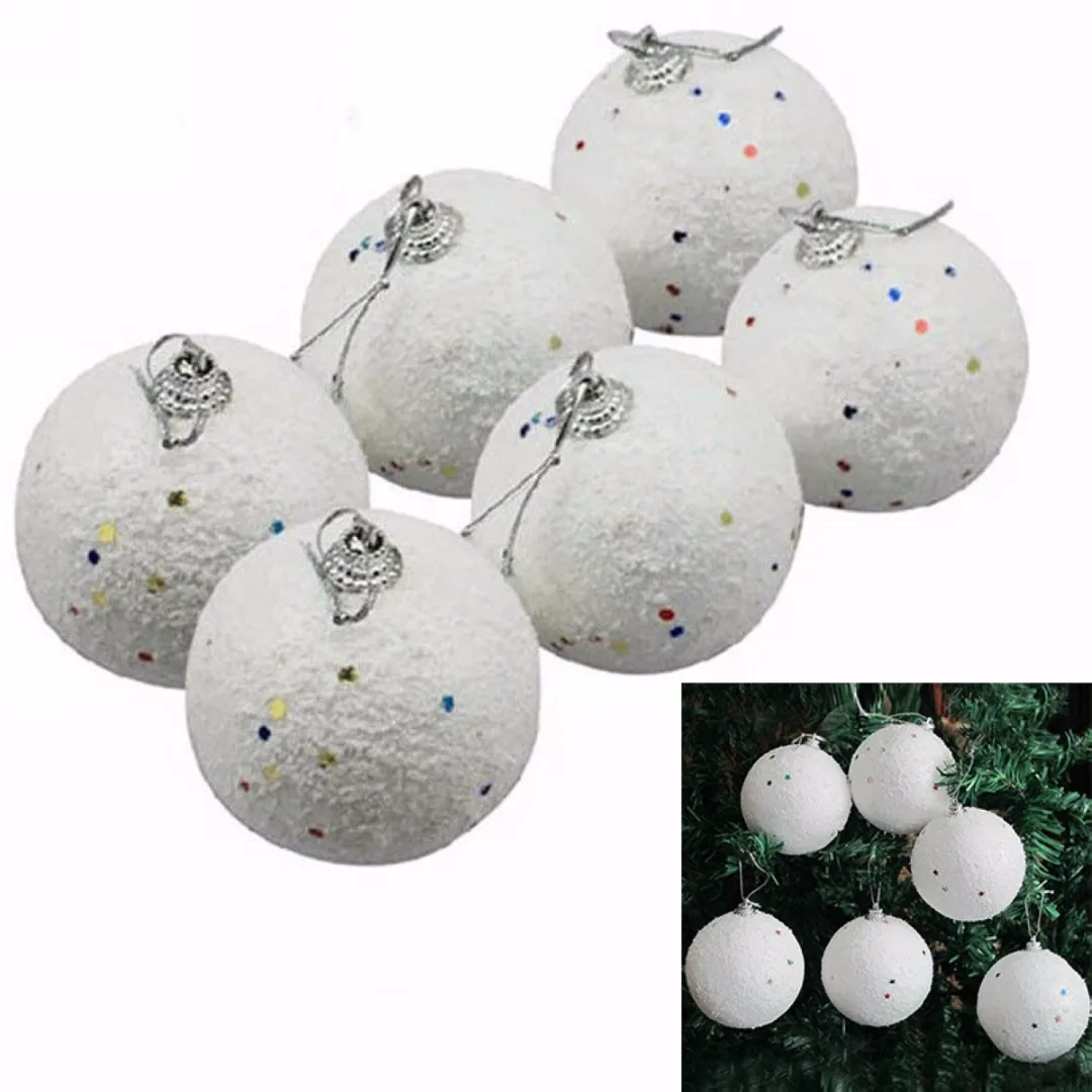 

White 6 Pcs Christmas DIY Snowball Balls Party Ornaments Xmas Tree Hanging Decoration