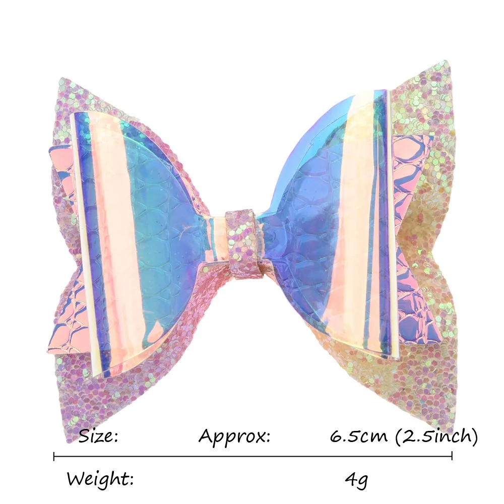 5PCS 2.5inch Glitter Bow Waterproof bows Sequin Hair Bows Boutique Hair Accessories Jelly Bow Hairclip Barrette