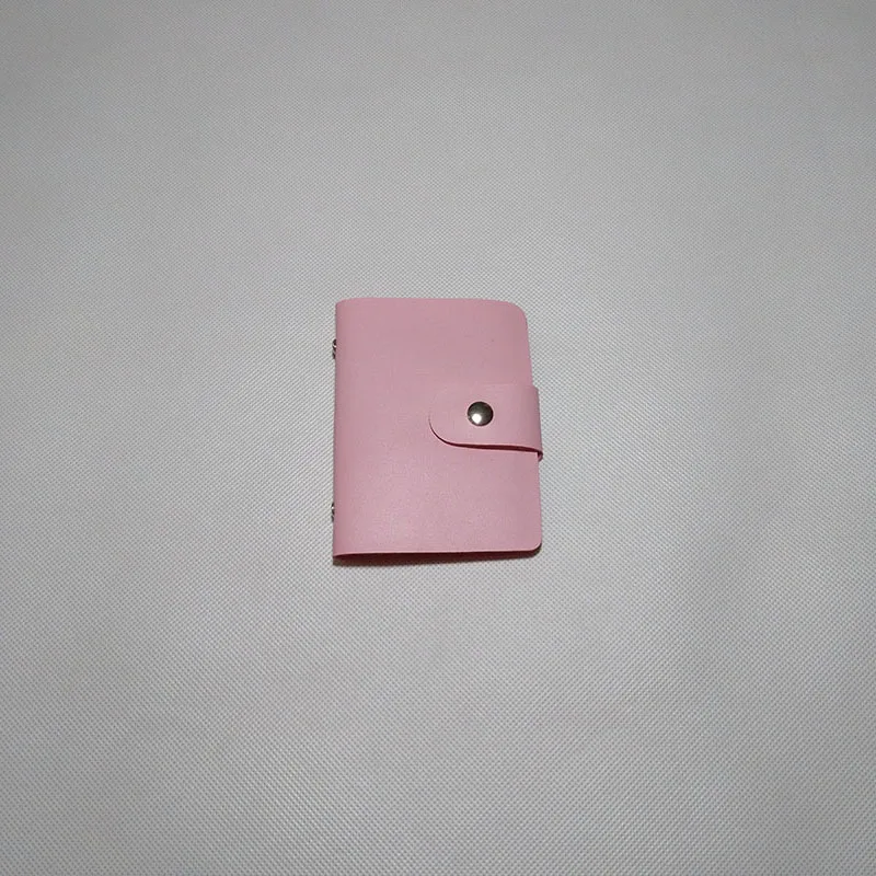 pink 24 бита мини из искусственной кожи держатель для карт для мужчин визитных карт держатель для женщин ID кредитный держатель для карт s для карточки, застежка держатель для карт кошелек - Цвет: pink