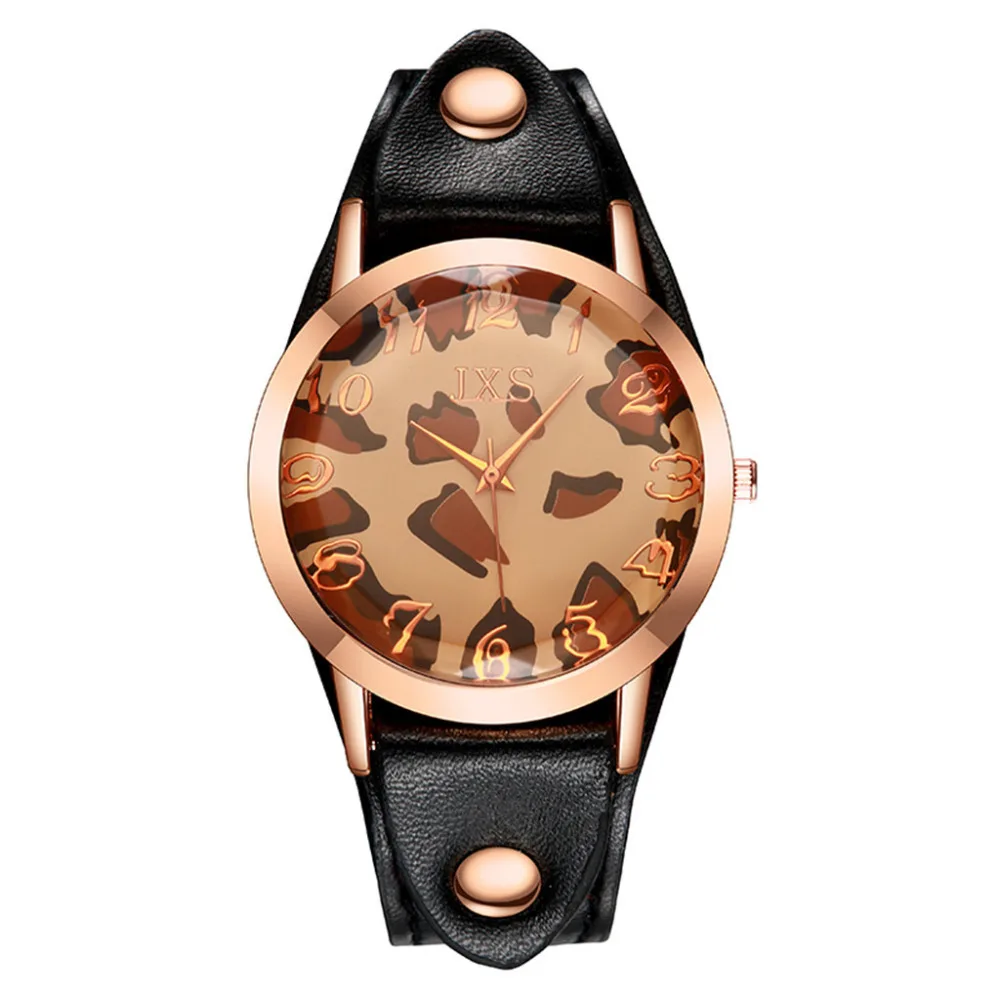 Новые модные кварцевые часы женские высококачественные синие стеклянные леопардовые циферблат кожаный ремень женские наручные часы платье relogio feminino 40Q