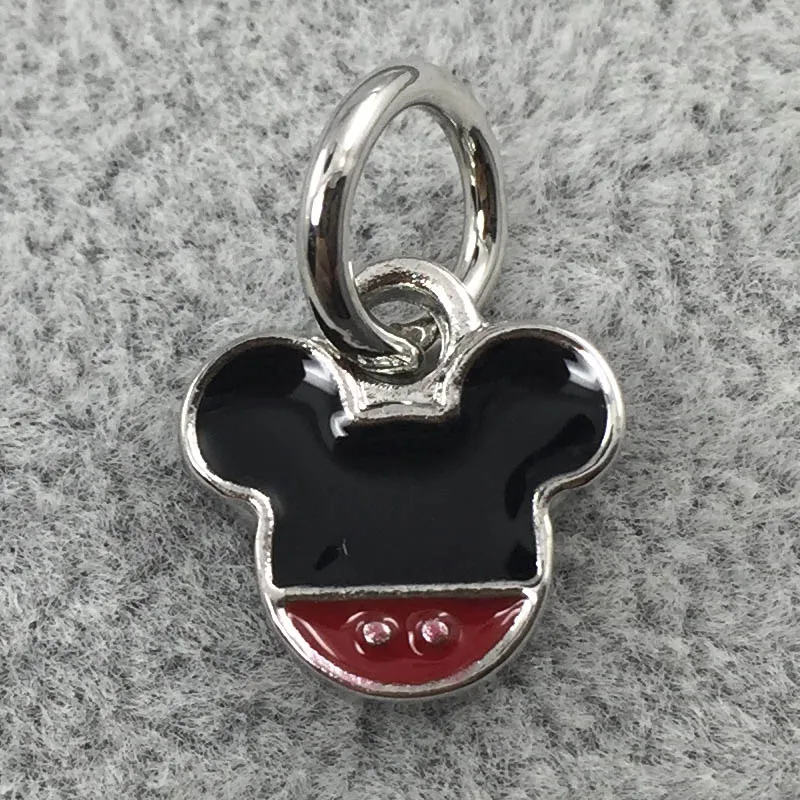 Мини Микки болтаются с черной и красной эмалью кулон Европейский бисер Подходит