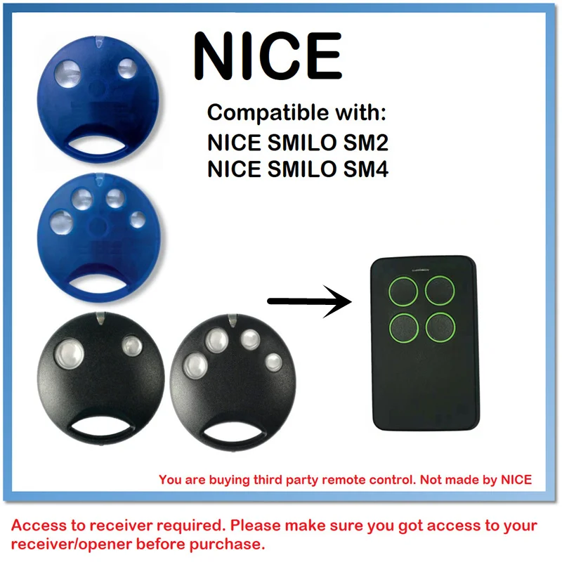 Компания Nice серия SMILO SM2 / SM4 совместим с mando a Рождество 433 92 МГц непрерывный