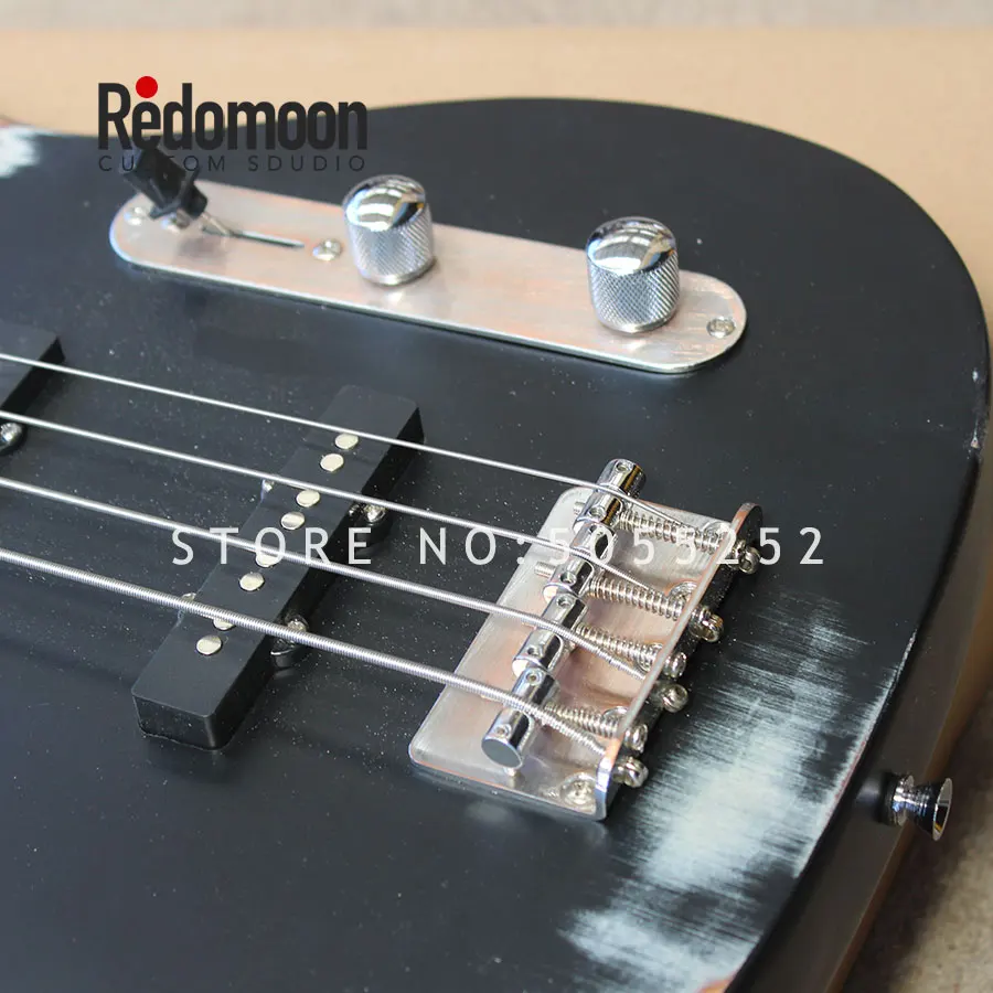 Заводская 4 струны TELE bass ebony гриф электрическая бас гитара с ретро краской музыкальный инструмент магазин