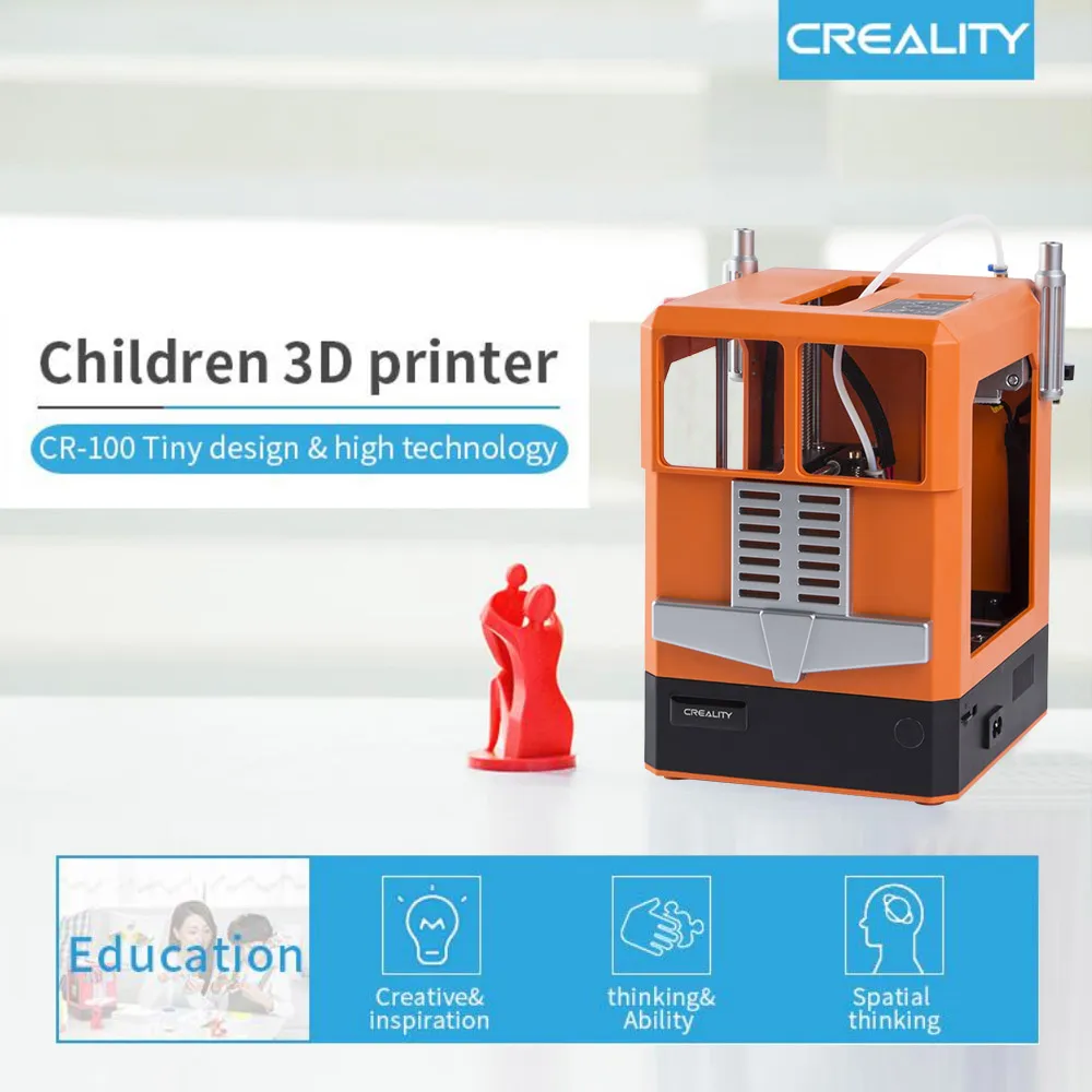 Creality 3D CR-100 компактный размер настольный 3d принтер Полностью Собранный 100*100*80 мм размер печати автоматическое выравнивание с пультом дистанционного управления