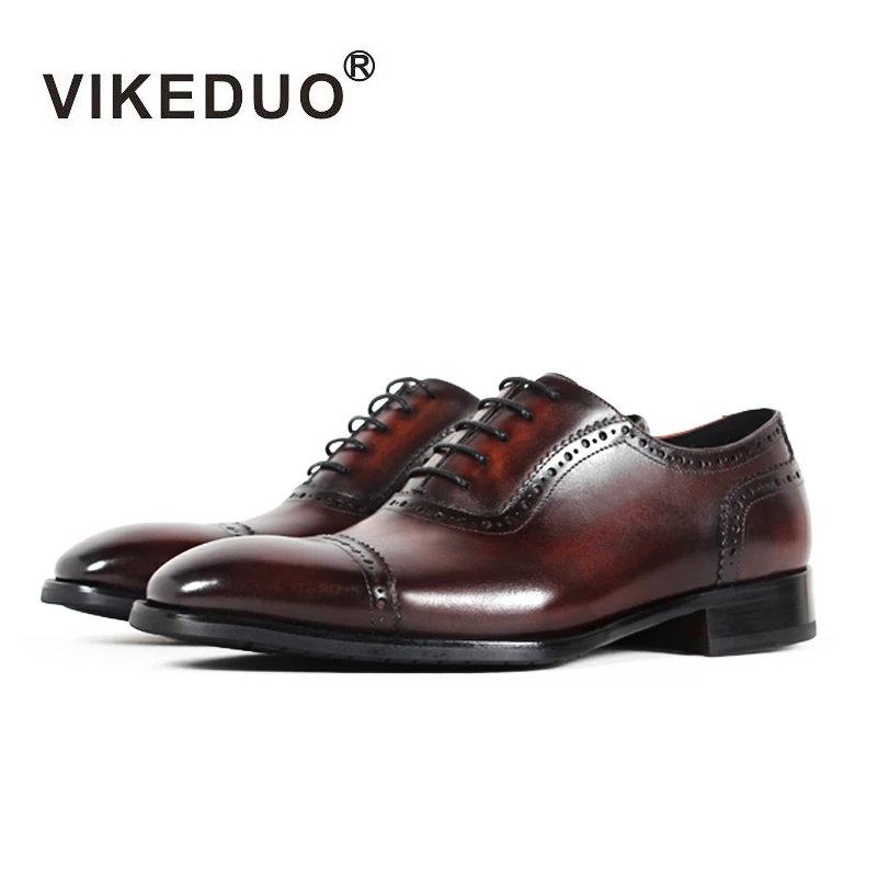 Vikeduo/Дизайнерские винтажные туфли ручной работы в стиле ретро на плоской подошве