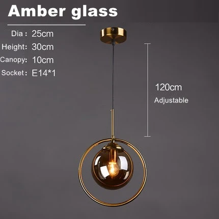 Amber 1 piece LukLoy Лофт Современный Подвесной Потолочный светильник Подвеска у кровати светильник кухня Остров Подвесная лампа бобы стеклянный шар блеск светодиодный светильник ing - Цвет корпуса: Amber 1 piece