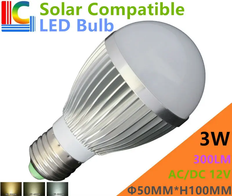 Солнечная совместимая 3 Вт Светодиодная лампа 12 В высокомощная 300LM ШИМ с