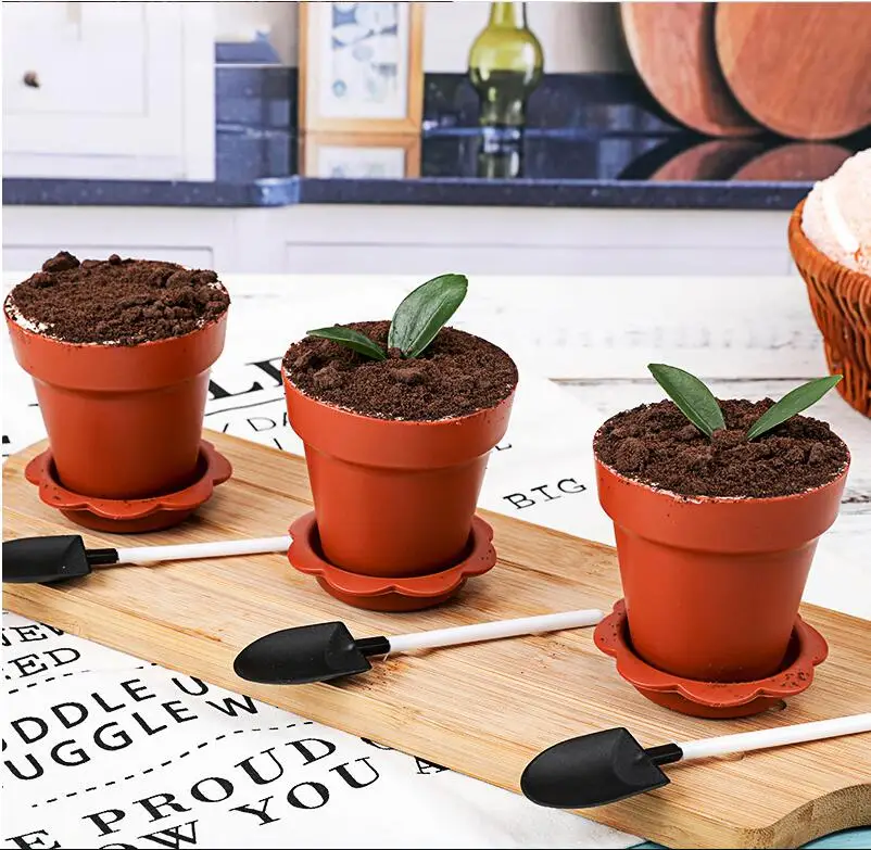 50 комплектов креативных цветочных горшков чашки для торта крышка лопаты Tiramisu