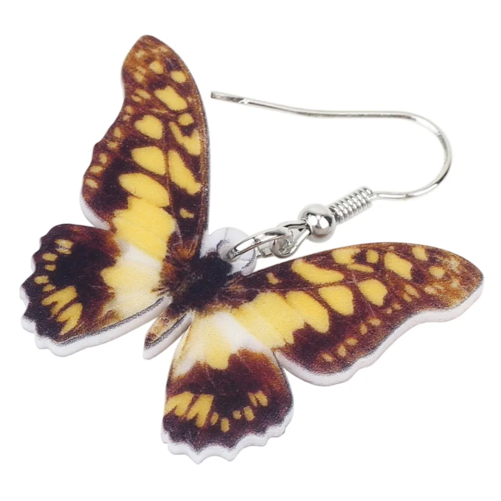 Bonsny Акриловые Новые серьги-бабочки Papilio Machaon большие длинные висячие капли модные