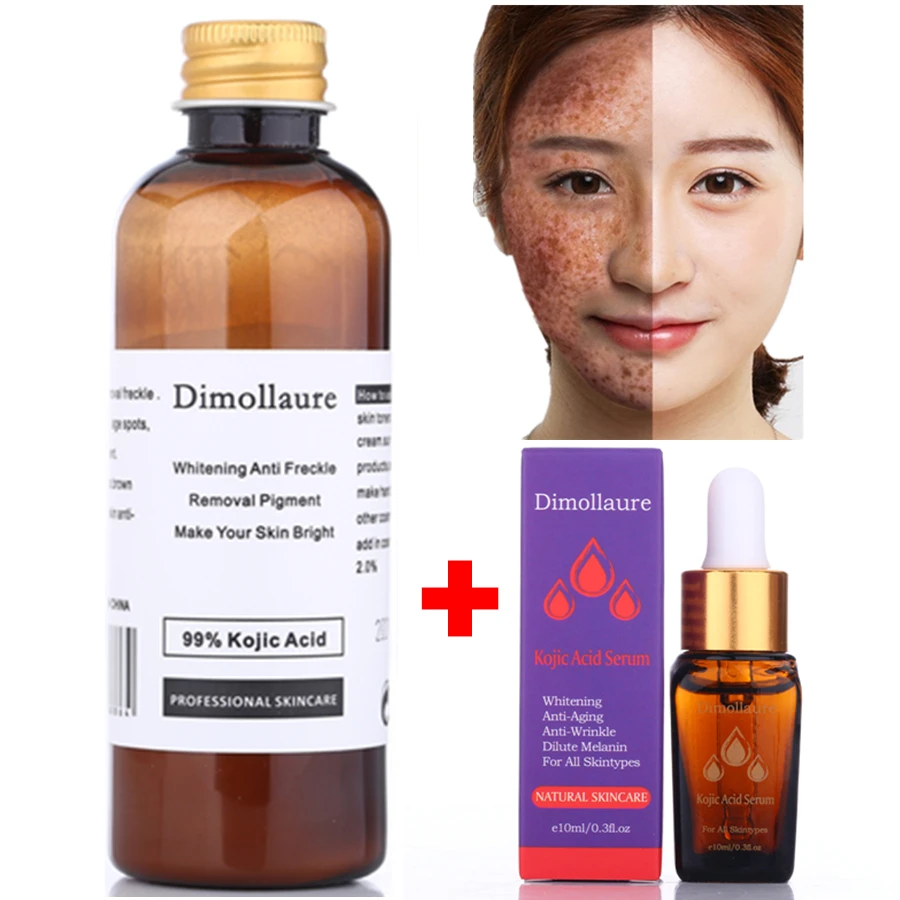 Kojic acid serum Dimollaure 30 г чистая койевая кислота отбеливающий крем+ койевая кислота Сыворотка от морщин удаление веснушек меласма акне шрам пигмент крем с меланином - Цвет: Kojic acid serum
