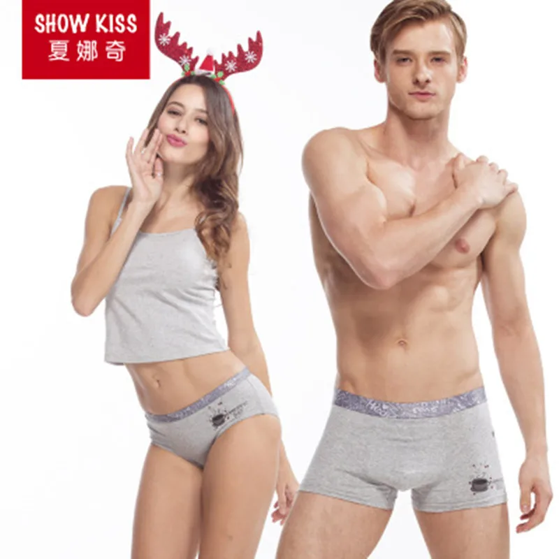 Нижнее белье для пар хлопковые Однотонные трусы боксеры с героями мультфильмов
