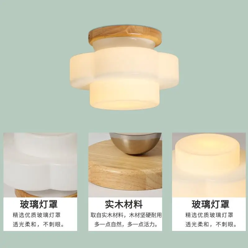 Corridor Wooden porch Lamp Solid Wood ceiling Nordic Living Room Entrance Hall Japanese home Led Ceiling Lights | Лампы и освещение