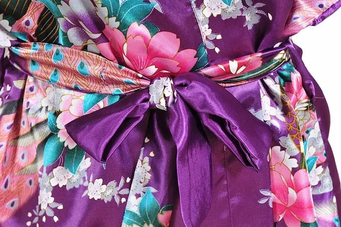 Летнее Новое поступление китайский женский мини халат из шелка и искусственного