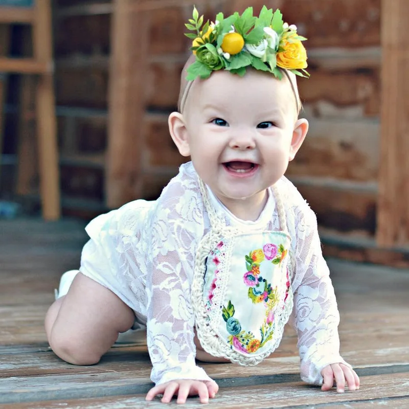 2018 летняя кружевная одежда с вышивкой и длинным рукавом для новорожденных