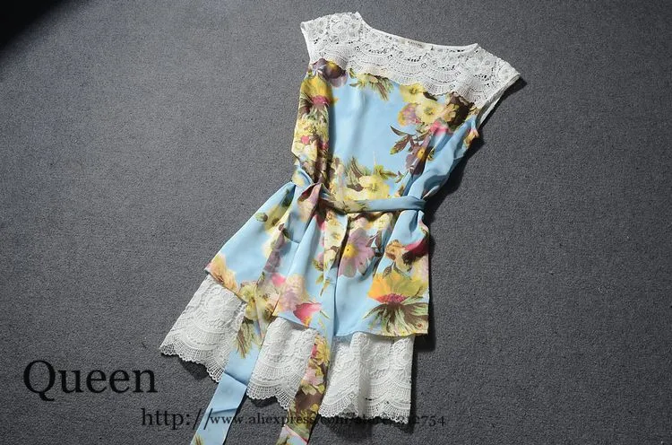 2013 spring and summer new women lace print sleeveless dress two color | Женская одежда