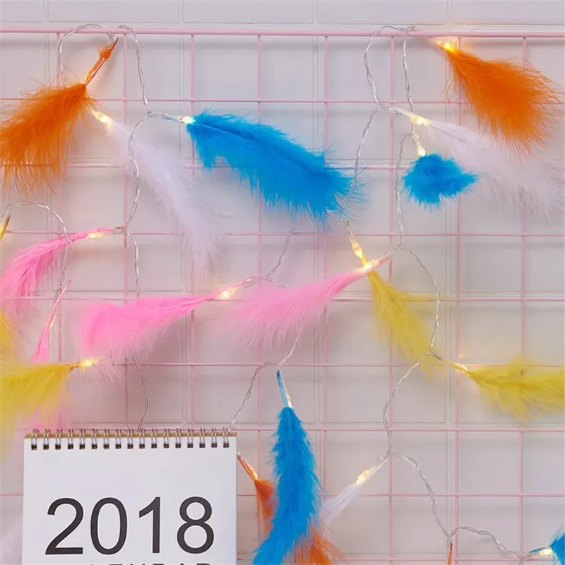 Гирлянды для рождественской елки, 2 м, 20 светодиодных перьев, гирлянды для украшения свадебной вечеринки, рождественские украшения для дома, Navidad, Q