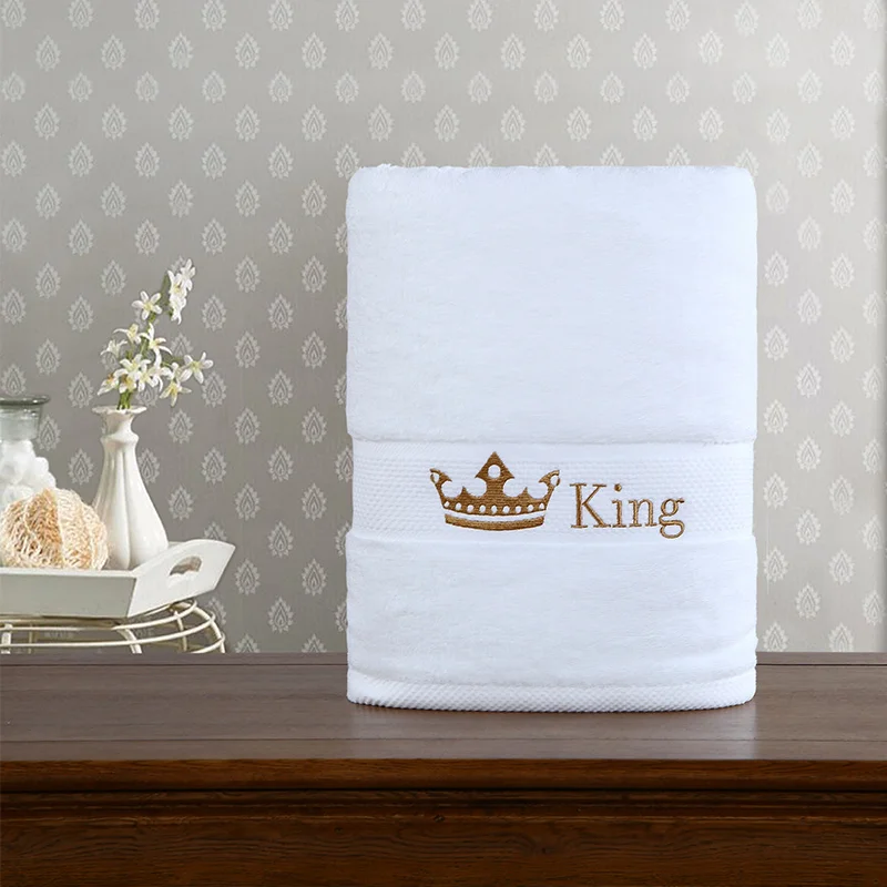 Большое гостиничное банное полотенце из хлопка с вышивкой для взрослых