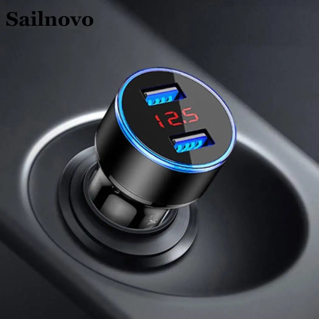 Автомобильное зарядное устройство 3x6 см с двумя usb портами 3 1 А 5 В светодиодный
