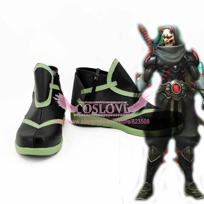 OW Game Genji Shimada Oni Black Shoes Cosplay Boots CosplayLove