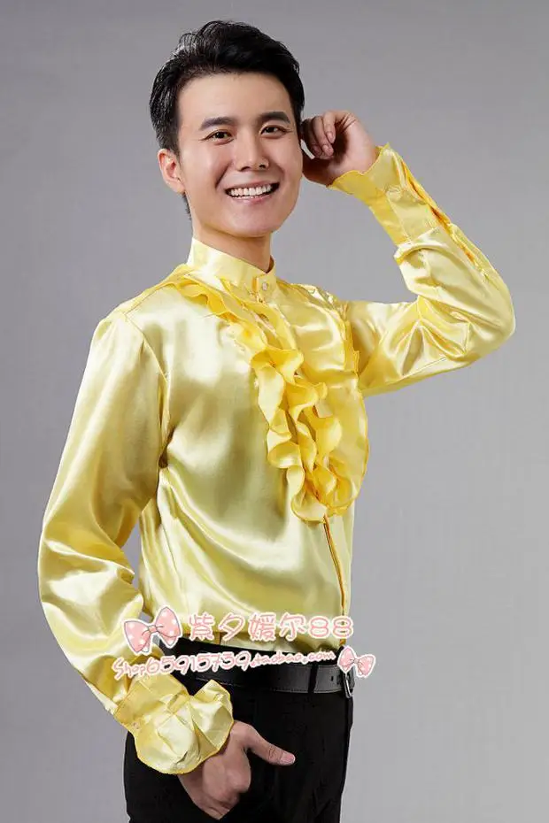 

39-44!!! 2018 Man the magician host dance photos wedding shirt pigeon shirt chorus costumes lace shirt