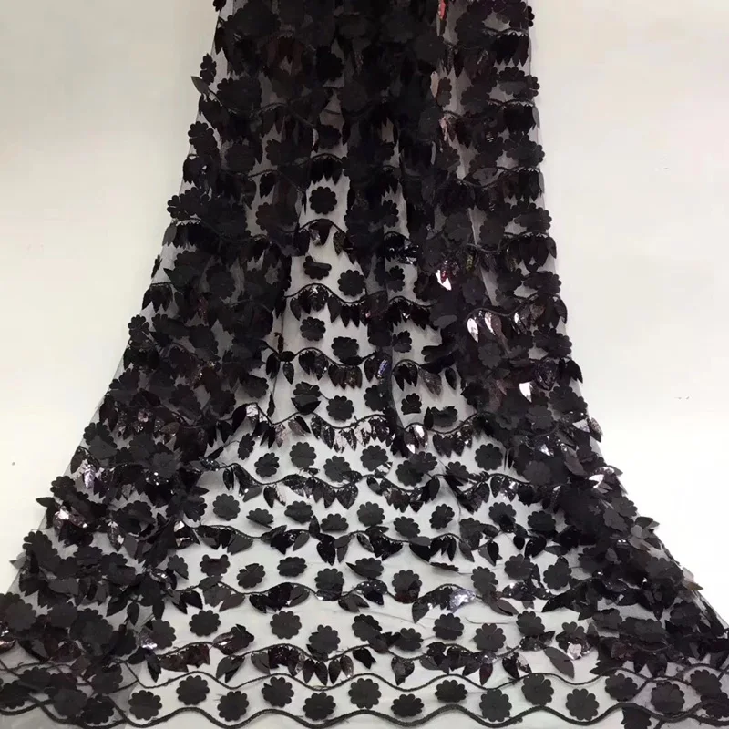 

8 colors (5yards/pc) latest African tulle lace fabric 3D flowers and sequins fixed French net lace fabric for party dress FZZ143