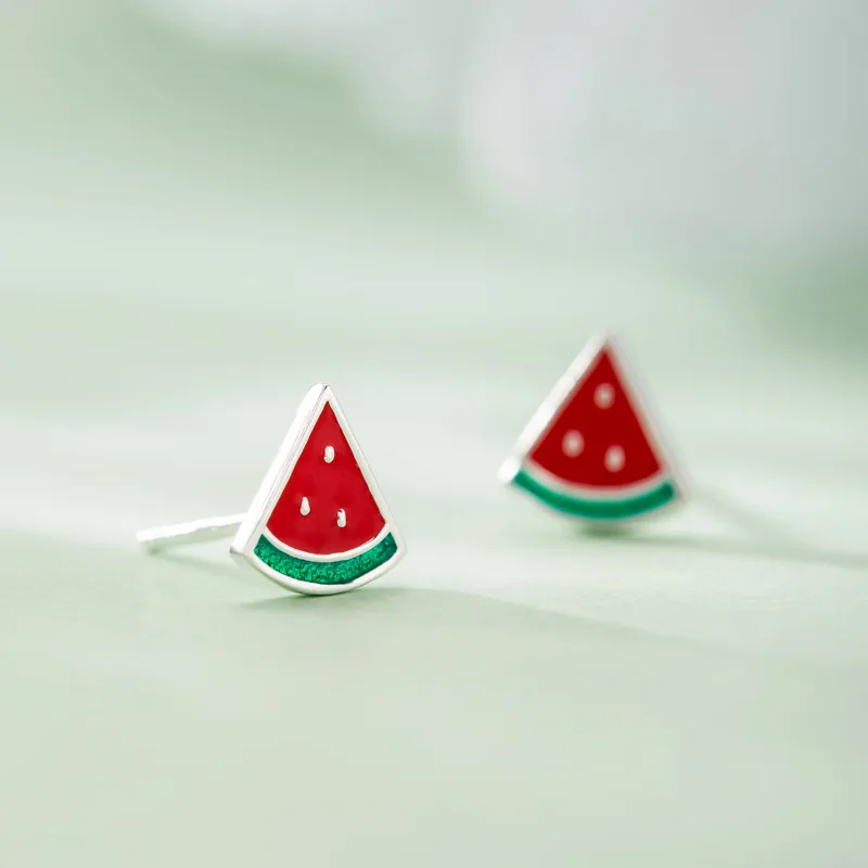 Серебряные серьги из стерлингового серебра S925 пробы милые свежие Арбузные